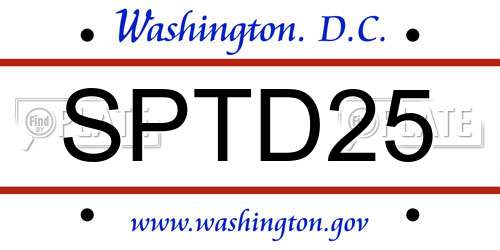 SPTD25 District Of Columbia License Plate