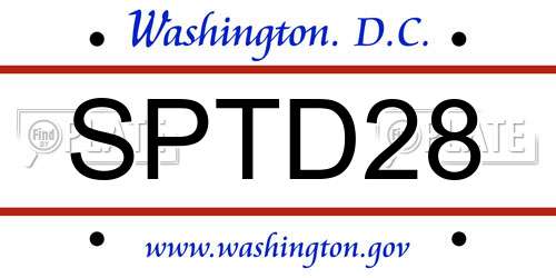 SPTD28 District Of Columbia License Plate
