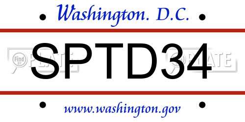 SPTD34 District Of Columbia License Plate