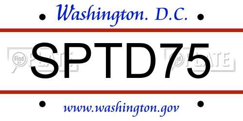 SPTD75 District Of Columbia License Plate