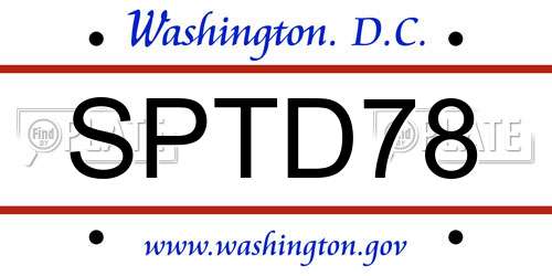 SPTD78 District Of Columbia License Plate