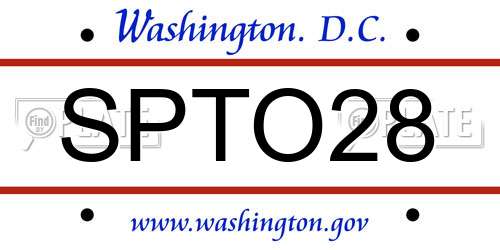 SPTO28 District Of Columbia License Plate