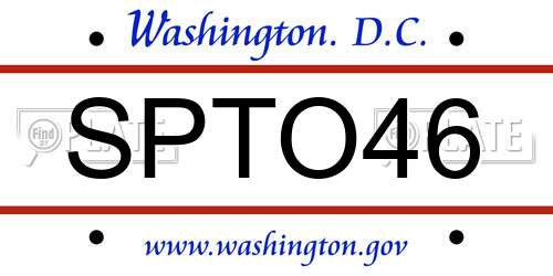 SPTO46 District Of Columbia License Plate