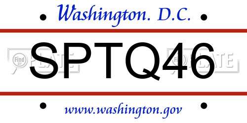 SPTQ46 District Of Columbia License Plate