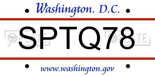 SPTQ78 District Of Columbia License Plate