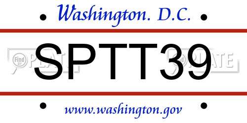 SPTT39 District Of Columbia License Plate