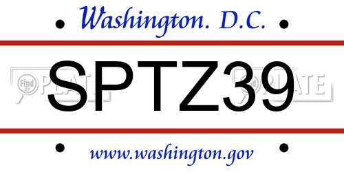 SPTZ39 District Of Columbia License Plate