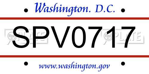 SPV0717 District Of Columbia License Plate