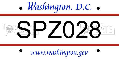 SPZ028 District Of Columbia License Plate