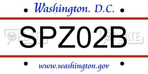 SPZ02B District Of Columbia License Plate