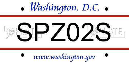 SPZ02S District Of Columbia License Plate