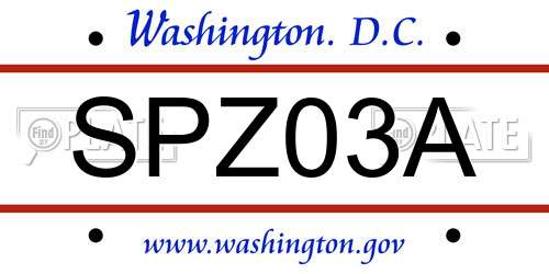 SPZ03A District Of Columbia License Plate