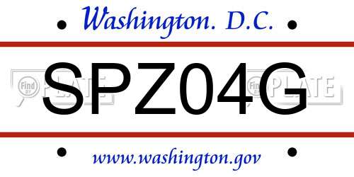 SPZ04G District Of Columbia License Plate