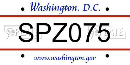 SPZ075 District Of Columbia License Plate