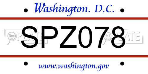 SPZ078 District Of Columbia License Plate