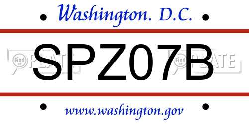 SPZ07B District Of Columbia License Plate