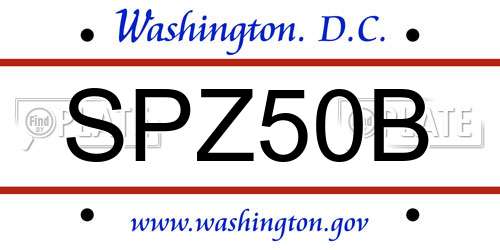 SPZ50B District Of Columbia License Plate
