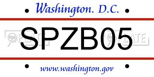 SPZB05 District Of Columbia License Plate
