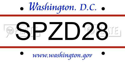 SPZD28 District Of Columbia License Plate