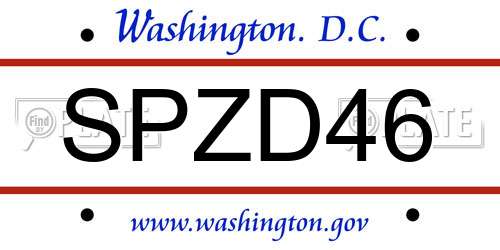 SPZD46 District Of Columbia License Plate