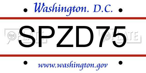 SPZD75 District Of Columbia License Plate