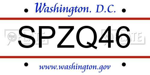 SPZQ46 District Of Columbia License Plate