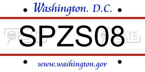 SPZS08 District Of Columbia License Plate