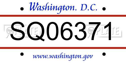 SQ06371 District Of Columbia License Plate