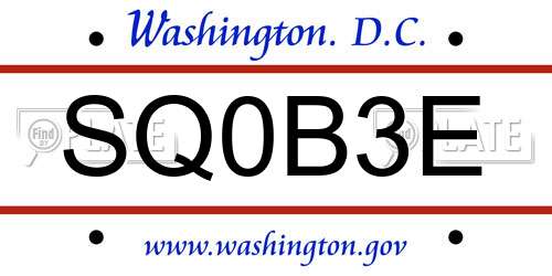 SQ0B3E District Of Columbia License Plate
