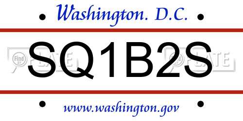 SQ1B2S District Of Columbia License Plate