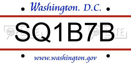 SQ1B7B District Of Columbia License Plate