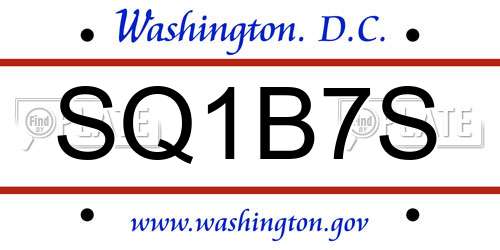 SQ1B7S District Of Columbia License Plate