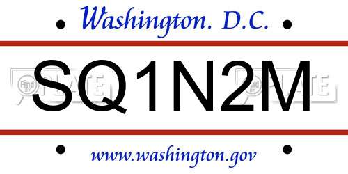 SQ1N2M District Of Columbia License Plate