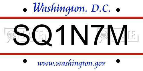 SQ1N7M District Of Columbia License Plate