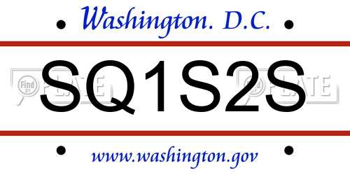 SQ1S2S District Of Columbia License Plate