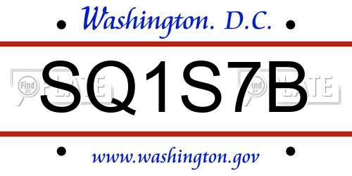 SQ1S7B District Of Columbia License Plate
