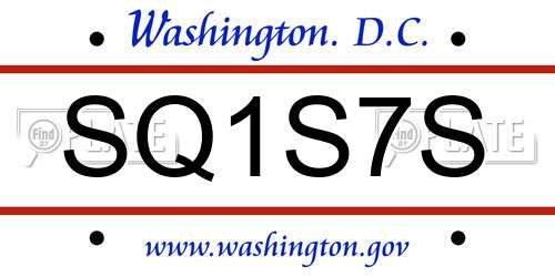 SQ1S7S District Of Columbia License Plate
