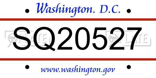 SQ20527 District Of Columbia License Plate