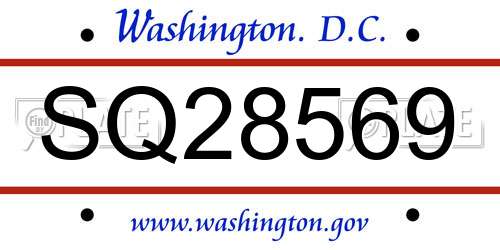 SQ28569 District Of Columbia License Plate