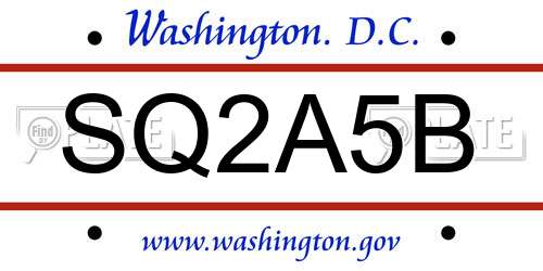 SQ2A5B District Of Columbia License Plate