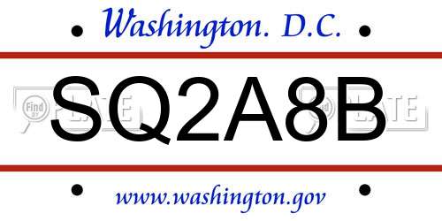 SQ2A8B District Of Columbia License Plate