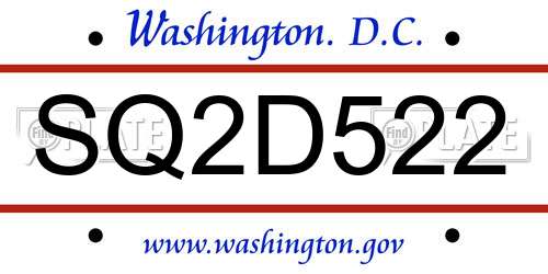 SQ2D522 District Of Columbia License Plate
