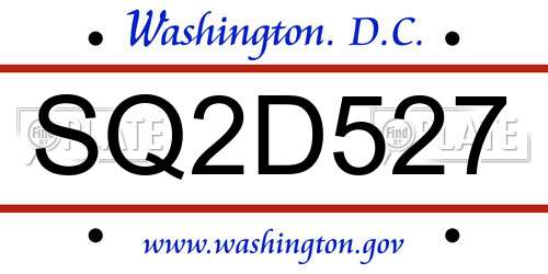SQ2D527 District Of Columbia License Plate