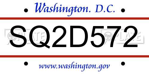 SQ2D572 District Of Columbia License Plate