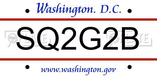 SQ2G2B District Of Columbia License Plate