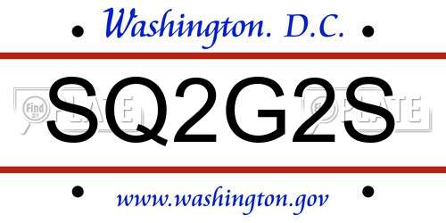 SQ2G2S District Of Columbia License Plate
