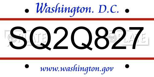 SQ2Q827 District Of Columbia License Plate