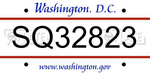 SQ32823 District Of Columbia License Plate