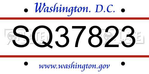 SQ37823 District Of Columbia License Plate
