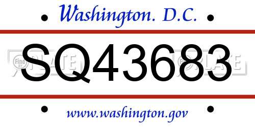 SQ43683 District Of Columbia License Plate
